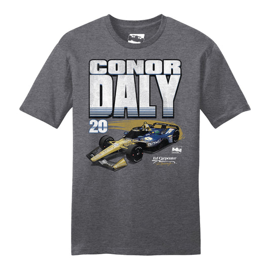 2023 Conor Daly Car Graphic Shirt in grey, front view