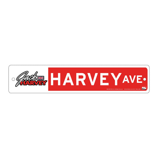 2023 Harvey Street Sign in red, front view