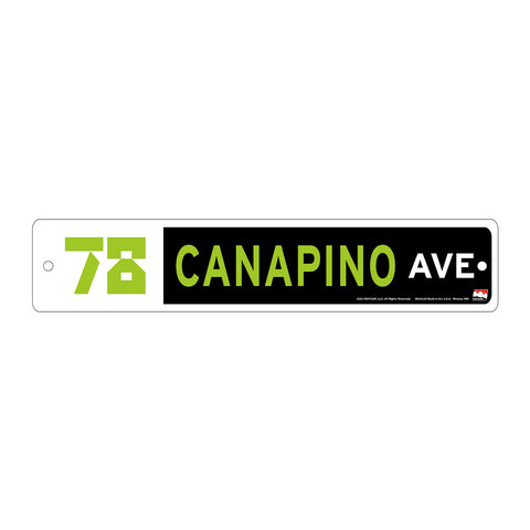 2023 Agustin Canapino Plastic Street Sign in black and green, front view