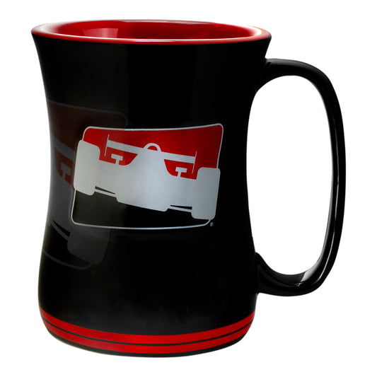 INDYCAR Sculpted Barista Mug in Black and Red - Front View