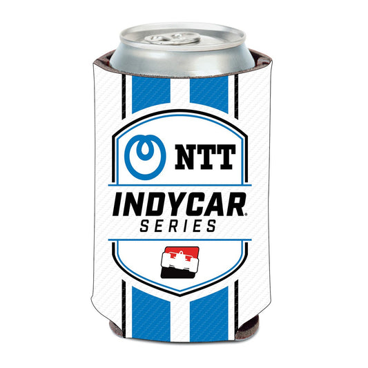 NTT INDYCAR Series Can Cooler in black, white and blue - back view