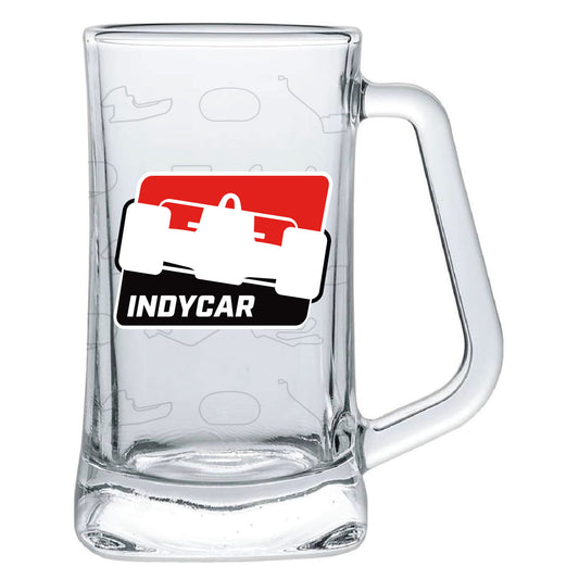 INDYCAR Track Outlines Beer Tankard in clear, front view