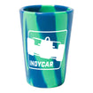 INDYCAR Silipint Shot Glass in blue/green, front view
