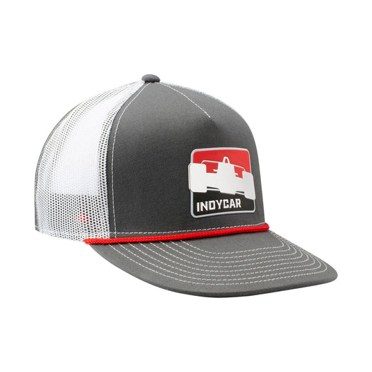 IndyCar Sonic Weld Flatbill Snapback in grey and white, side view