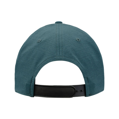 INDYCAR NTT Embroidered Leather Strap Snapback in dark blue-green, back view