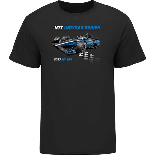 NTT INDYCAR Series 2023 Schedule T-Shirt in black, front view
