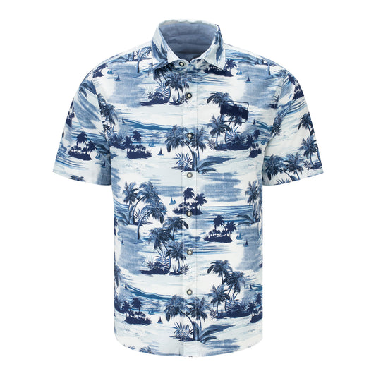 INDYCAR Tommy Bahama Tropical Horizons Button Down in Blue - Front View