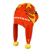 Firehawk Mascot Plush Hat in red and yellow, back view