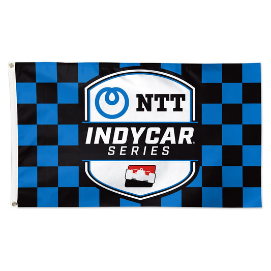 NTT INDYCAR Series 3x5 Flag in Blue & Black Checkered Pattern - Front View