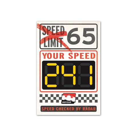 INDYCAR Speed Limit Magnet in red, black and white - front view