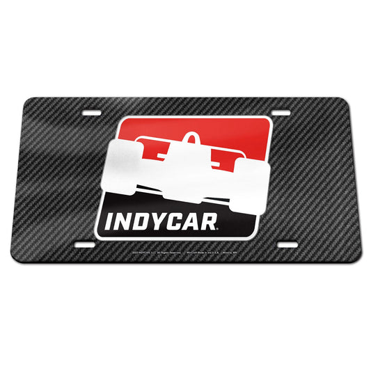 IndyCar Metallic Carbon Fiber License Plate in black, front view