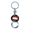 IndyCar Valet Key Ring Keychain in black and red, front view