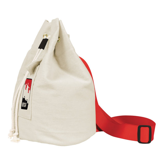 INDYCAR Bucket Sling Bag in cream, side view