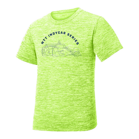 INDYCAR Youth Performance T-shirt in electric lime, front view