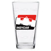 INDYCAR Track Outlines Pint Glass in clear, black and red - front view